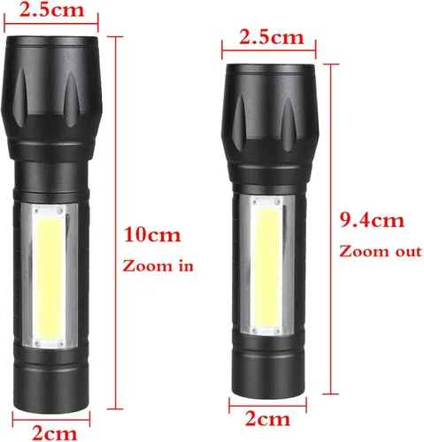 Miniatura 6 de CLEZGO - Linternas recargables de alto lumens LED, mini linterna recargable USB para el hogar, 3 modos de enfoque ajustable, linterna portátil