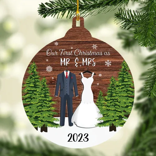 Miniatura 9 de Adorno de nuestra primera Navidad como el señor y la señora, adornos de primera Navidad para casados, regalos de boda para parejas, regalo