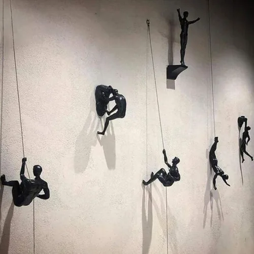Miniatura 3 de Escultura de pared de hombre escalador – Decoración creativa hecha a mano para el hogar, figura de escalador colgante de resina única 3D para colgar