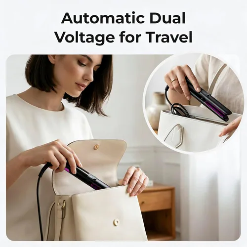Miniatura 5 de ORYNNE Mini plancha plana de 1/2 pulgada de titanio de cerámica con 5 ajustes de temperatura, apagado automático, mini alisador de pelo de doble