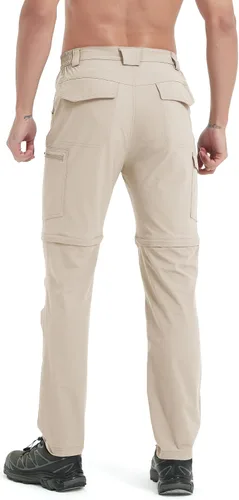 Miniatura 16 de Pantalones de senderismo para hombre, convertibles, con cremallera, ligeros, impermeables, de secado rápido, pesca al aire libre, viajes, safari