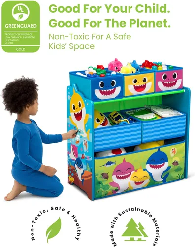 Miniatura 2 de Delta Children - Escritorio con silla y compartimento de almacenamiento + Organizador de juguetes para 6 contenedores con diseño de tiburón bebé
