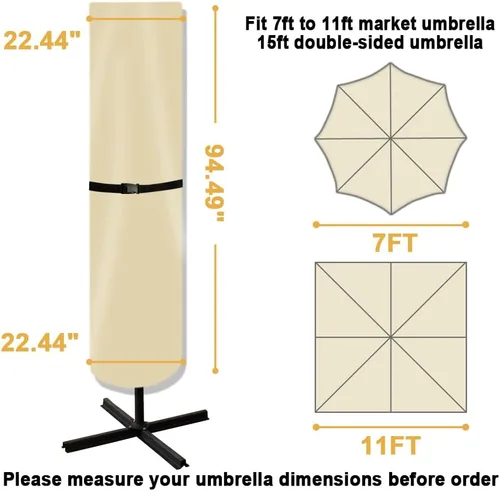 Miniatura 2 de POYEE Funda para Sombrilla, 420D Funda Impermeable para Exteriores para Sombrilla de Patio para Sombrilla de Mercado de 7 a 9 Pies, Beige