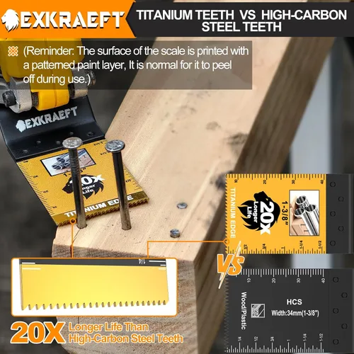 Miniatura 4 de Juego de 26 cuchillas oscilantes para herramientas oscilantes, de titanio, para madera, plástico, metal, bimetálicas, para Dewalt Milwaukee Ryobi