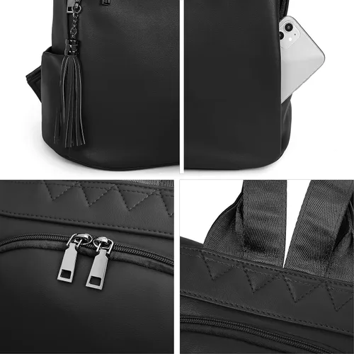 Miniatura 30 de Bromen - Mochila tipo bolso de mano de piel antirrobo para mujer a la moda, Beige floral, L