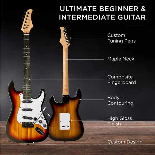 Miniatura 4 de Best Choice Products Kit de iniciación de guitarra eléctrica para principiantes de tamaño completo de 39 pulgadas con funda, correa, amplificador