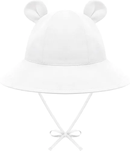 Sombrero de sol para bebé, sombreros para niños y niñas, sombrero de sol para bebé niña sombreros con orejas de oso de ala ancha UPF 50+ sombrero de