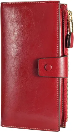 Miniatura 8 de Itslife - Cartera de piel sintética encerada para mujer con bloqueo de identificación de radio frecuencia (RFID), de gran capacidad, encerada