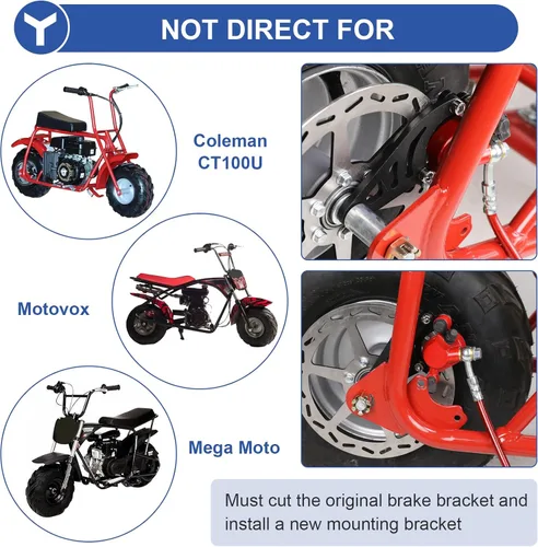 Miniatura 5 de YOXUFA Kit de Frenos Hidráulicos para Mini Bicicleta con Rotor de Freno de Disco Trasero de 180mm Reemplazo para Baja Doodle Bug DB30 Blitz Dirt Bug