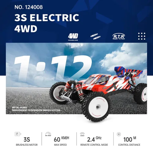 Miniatura 2 de GoolRC WLtoys 124008 - Autos RC sin escobillas para adultos, auto de control remoto a escala 1:12, 4WD 60KM/H, auto de carreras de alta velocidad