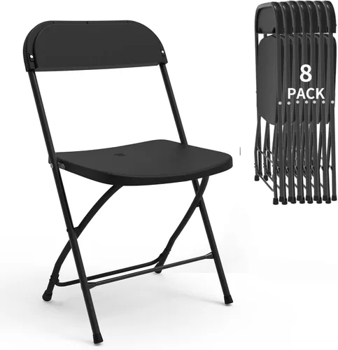 Miniatura 20 de SHGJ&SOFT Juego de 2 sillas plegables con asientos y respaldos acolchados, silla con marco de metal negro para interiores y exteriores, oficina