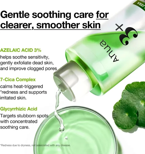Miniatura 4 de Anua Tónico aclarante de ácido azelaico 3 CICA, tónico facial exfoliante diario con salicílico, para calmar y claridad de la piel, cuidado de sebo