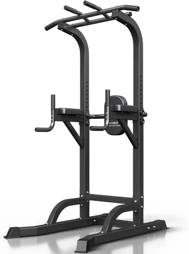 DONIUZ Torre de Potencia Barra de Dominadas y Estación de Fondos, Gimnasio Multifuncional para Casa, Equipo de Entrenamiento de Fuerza, Altura Negro