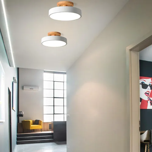 Miniatura 6 de Lámpara de techo LED regulable, lámpara de techo moderna de 9 pulgadas, montaje empotrado, de madera, de 12 W, lámpara blanca para sala de estar