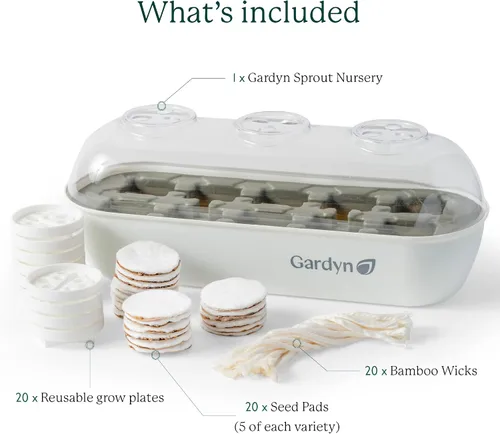 Miniatura 3 de Kit completo de cultivo de microgreens GARDYN - Jardín de hierbas para interiores - Kit de sistema de cultivo hidropónico para interiores, bandeja