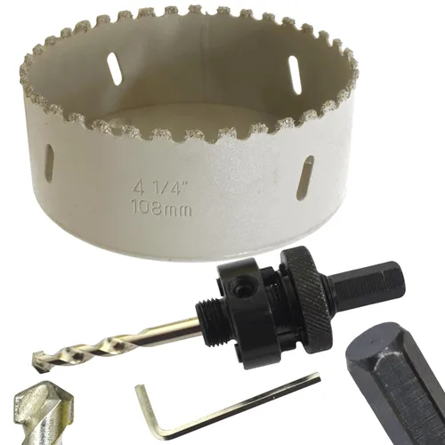 Miniatura 32 de Sierra de agujero HSS con mandril piloto de 2 piezas de alta velocidad para perforar madera y acero, broca de 1/4" de diámetro y eje, broca piloto