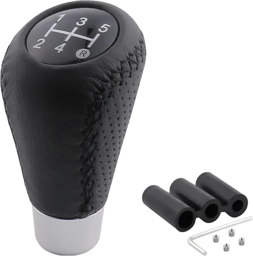 Miniatura 8 de Perilla de cambio de 5 velocidades, palanca de cuero para transmisión manual, palanca de cambios para la mayoría de coches, camiones, SUV y Rojo