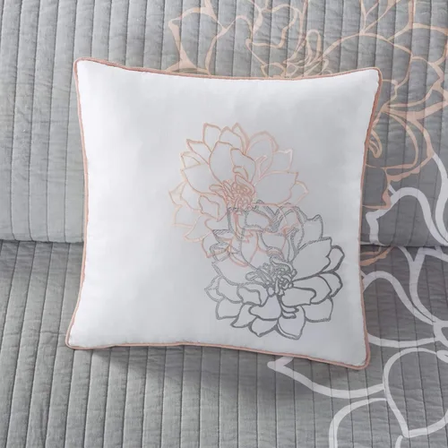 Miniatura 12 de Madison Park Lola Juego de colcha 100 % algodón, informal, floral, puntadas en canal, 365 días, ligero, colcha, almohadas decorativas, fundas, Rubor