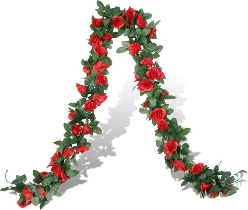 Miniatura 4 de Syhood Guirnalda de rosas artificiales, enredaderas y hojas, pancartas colgantes, guirnalda floral falsa para boda, arco, ceremonia, hogar, jardín