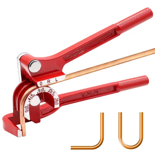Tnisesm Dobladora de tubos, herramientas manuales de flexión de tubos para 1/4 5/16 y 3/8 pulgadas de cobre de aluminio fino rojo