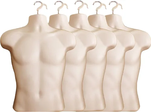 Miniatura 10 de Maniquí masculino con espalda hueca y cuerpo apilable con ganchos para colgar para exhibición de camisetas, encimera, ferias de manualidades, fotos