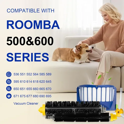 Miniatura 4 de Funmit Piezas de repuesto para aspiradoras Roomba 500 600 Series 595 585 564 690 692 694 Accesorios de Aspiradora - Incluye 6 filtros, 6 cepillos