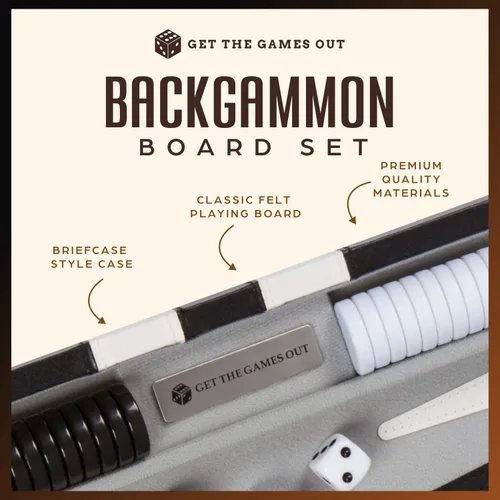 Miniatura 2 de Get The Games Out Juego de Backgammon, Estuche de Juego de Mesa Clásico, 2 Jugadores, Incluye Guía de Estrategia y Consejos, Perfecto para Fiestas