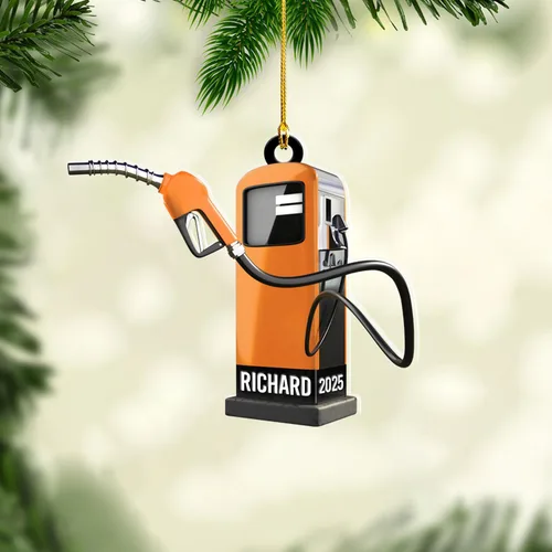 Miniatura 6 de Adorno de Navidad personalizado con bomba de gas, decoración retro personalizada para árbol de vacaciones, recuerdo único para trabajadores