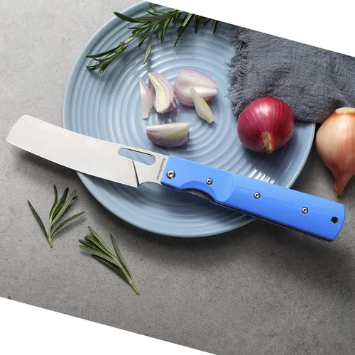 Miniatura 4 de ZhengSheng Cuchillo de chef plegable de 4.8 pulgadas, afilado 440A, hoja de acero inoxidable G10, mango de bolsillo, cuchillo de cocina plegable