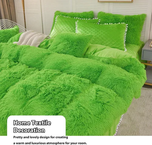 Miniatura 6 de LIFEREVO Paquete de 2 fundas de almohada de felpa lanuda de piel sintética de 20"x26", fundas de almohada decorativas esponjosas con cierre de Verde