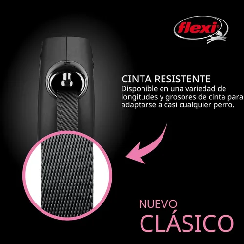 Miniatura 3 de FLEXI Nueva Correa Retráctil Clásica de Cinta para Perros Grandes Hasta 110 Libras – 26 Pies, Negra Correa de Paseo para Mascotas Sin Enredos