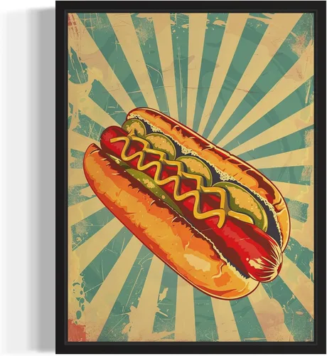 Póster de arte pop de Hotdog, pintura retro vintage para decoración de pared, obras de arte clásicas para decoración de dormitorio y sala de estar