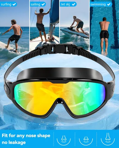 Miniatura 7 de Aegend - Nuevas gafas de natación de visión amplia para adultos, con protección antiniebla/UV, sin fugas, con tapones para los oídos para hombres