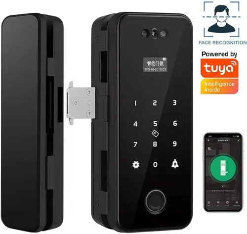 Cerradura de cristal inteligente con reconocimiento facial WiFi 3D, cerradura de puerta biométrica de huellas dactilares, teclado digital, seguridad