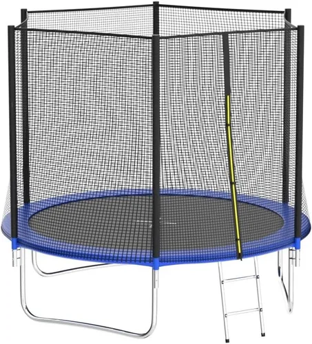 Miniatura 4 de AOTOB Trampolín de 8 pies, 10 pies, 12 pies, 14 pies, 15 pies, con red de seguridad, trampolín para exteriores con aro de baloncesto, alfombrilla