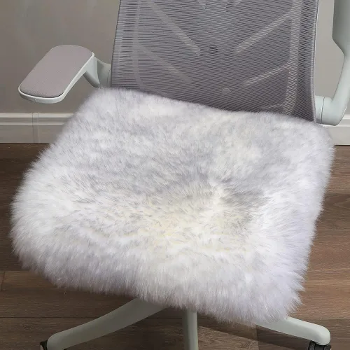 Miniatura 13 de LLB Fundas de Piel de Oveja para Silla Cojines de Silla de Oficina Almohadillas de Silla de Comedor Cojín de Asiento de Silla de Escritorio