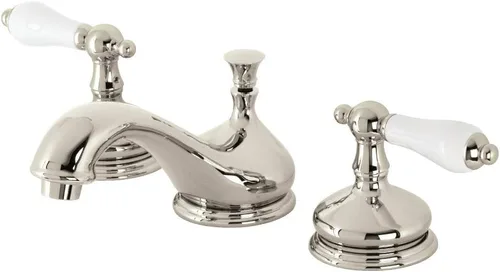 Miniatura 7 de Kingston Brass KS1165PL Heritage - Grifo de lavabo generalizado con mango de palanca de porcelana, bronce aceitado, centro ajustable de 8 pulgadas
