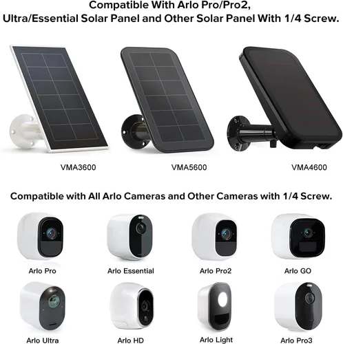 Miniatura 5 de Paquete de 2 soportes de canalón compatibles con el panel solar Arlo Essential, Arlo Pro 5S/Pro 4/Pro 3/Pro 2/Ultra 2/Ultra/Panel solar, ángulo