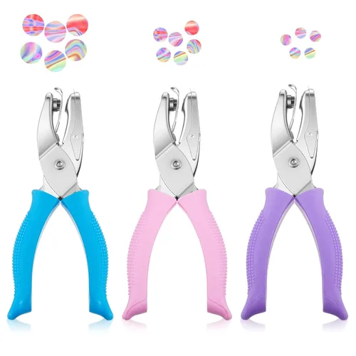 Miniatura 11 de Zonon 3 piezas perforadoras de papel con formas de agujeros de un solo agujero para manualidades, perforadoras de metal manuales con agarre de 1/4