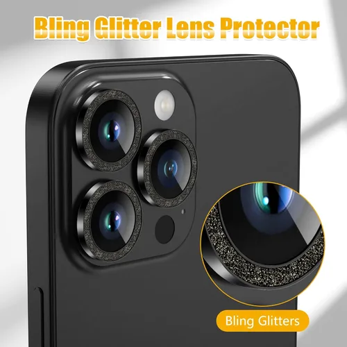 Miniatura 5 de AGVEE Paquete de 6 protectores de lente de cámara para iPhone 14 Pro de 6.1 pulgadas/14 Pro Max de 6.7 pulgadas, con diamantes brillantes y anillo