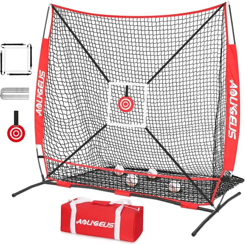 Miniatura 18 de 6'X6' Baseball Softball Practice Net,Pitching Net,Batting Net,with Bonus Strike Zone,Target and Bow Frame,for Hitting,Pitching,Catching