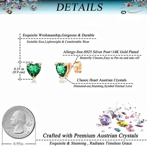Miniatura 4 de Aretes de cristal austriaco con forma de corazón para mujer, joyería hipoalergénica de plata de ley 925