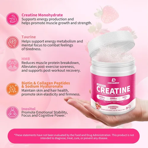 Miniatura 3 de LanranBee Creatina HMB para mujeres, 0.18 oz de creatina micronizada monohidrato en polvo con colágeno suplemento para el entrenamiento para apoyo