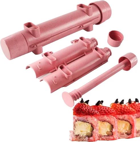 Miniatura 8 de Thanice Kit de fabricación de sushi, máquina de sushi contiene sushi bazuca/rodillo de sushi, alfombrilla de sushi, paleta, esparcidor, cuchillo