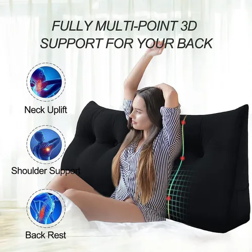 Miniatura 2 de Almohada de cuña de lectura triangular Queen, cojín de respaldo para cabecero reclinable, almohada de lectura, cojín triangular para posicionamiento