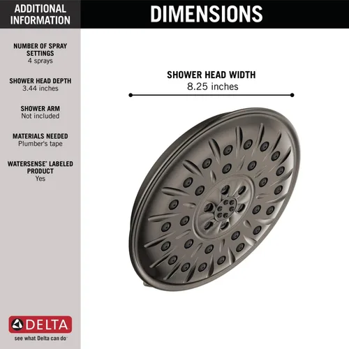 Miniatura 3 de Delta -Faucet 52487-KS-PR - Cabezal de ducha universal con componentes de ducha, Lumicoat negro inoxidable
