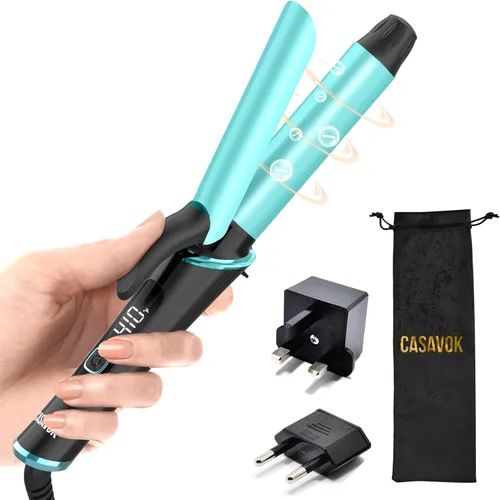 Mini rizador para viajes, 110 ~ 240 V de doble voltaje con adaptador de enchufe europeo, rizador pequeño para cabello corto, rizadores pequeños para