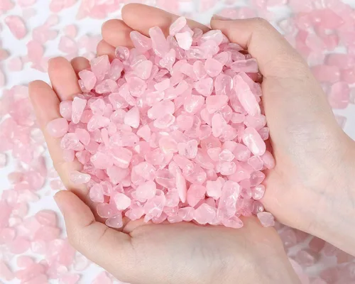 Miniatura 27 de Grava de cristal de cuarzo rosa, piedras trituradas, piedras curativas a granel, piedras naturales pulidas, decoración del hogar, guijarros pequeños