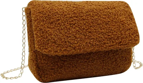 Miniatura 2 de RARITYUS Bolso de hombro con estampado de leopardo para mujer, bolso de felpa esponjosa, bolso cruzado de piel sintética con correa de cadena