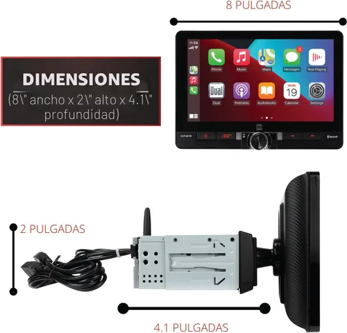 Miniatura 4 de Dual Electronics DCPA81W 8-pulgadas Certificado Apple CarPlay Android Auto Con Cable o Inalámbrico Radio Estéreo de Coche Pantalla Táctil Single